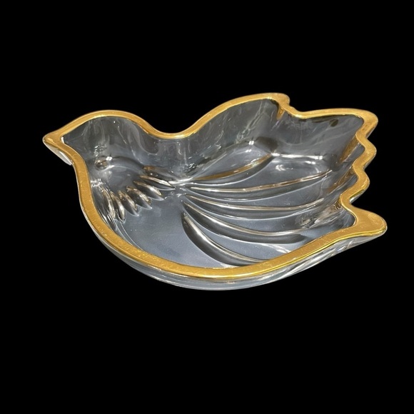 Mikasa Golden Dove Sweet Dish Peace Crystal Gold Trim Trinket 6.5”x5"x1" - Picture 3 of 10